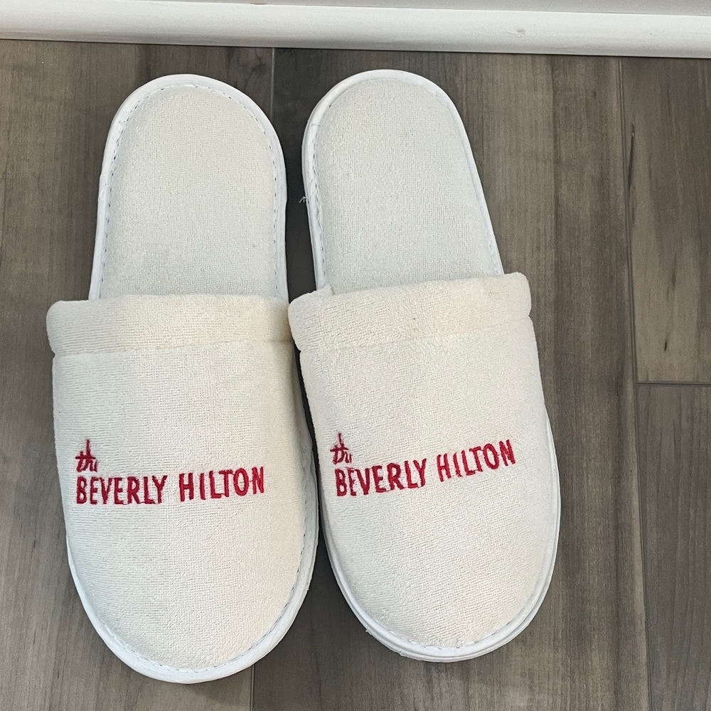 The Beverly Hilton White Slippers